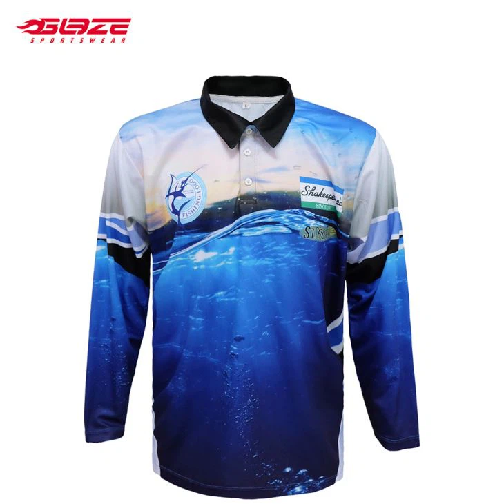 Long Sleeve 100% Polyester Custom-made Polo Collar Fishing Shirt Long Sleeve 100% Polyester Custom-made Polo Collar Fishing Shirt